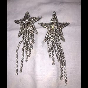 Vintage Shooting Star rhinestone clip earrings with bedazzled fringe!